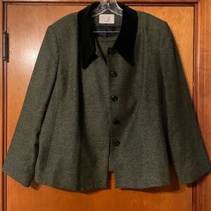 Le Suit Olive Jacket with Black Collar